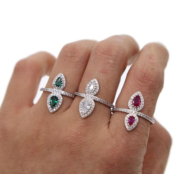 

cluster rings luxury yellow big crystal princess ring for women silver color wedding engagement cut micro paved shinning jewelry gift, Golden;silver