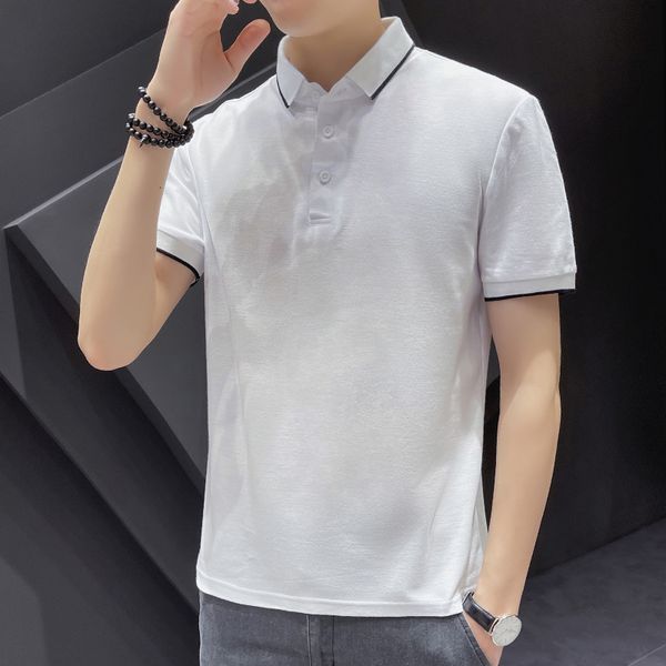 

new 2021 short sleeve white summer trend slim half youth casual men's polo shirt t-shirt, White;black