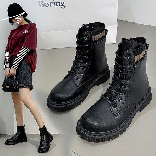 

boots blwbyl platform sports shoes woman women 2021 luxury designer booties ladies round toe winter footwear zipper flat, Black
