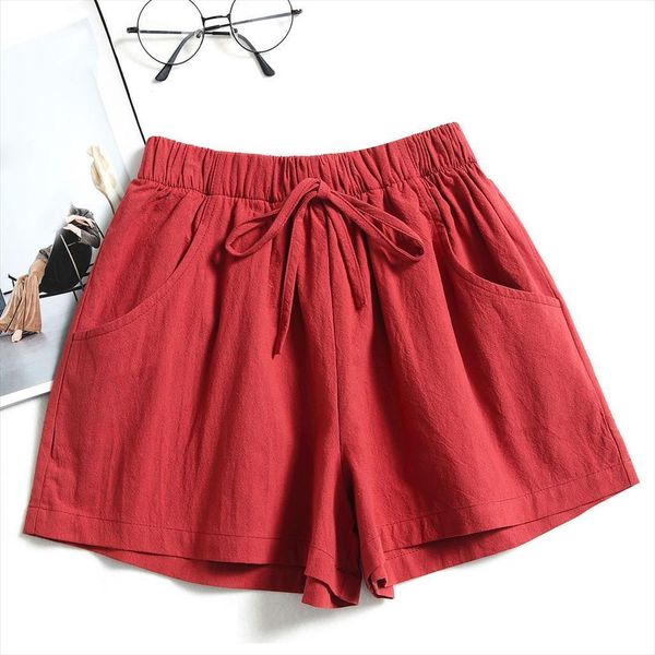 

summer drawstring solid lace up womens shorts beachwear elastic waist pocketed sports, White;black