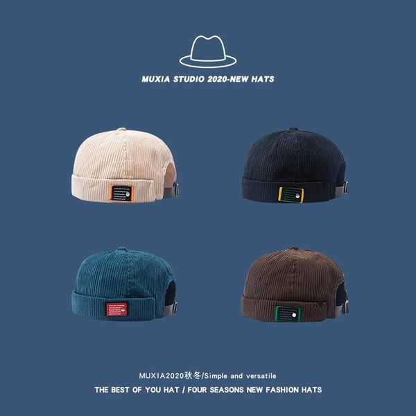 

beanies autumn and winter corduroy yupi street fashion chinese landlord hat retro