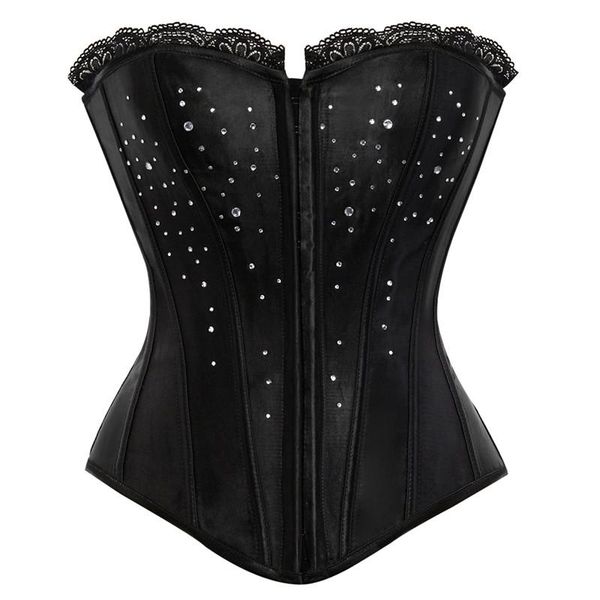 

bustiers & corsets s-6xlblack rhinestone corset bustier plus size burlesque lace up vintage overbust korselingerie drop, Black;white