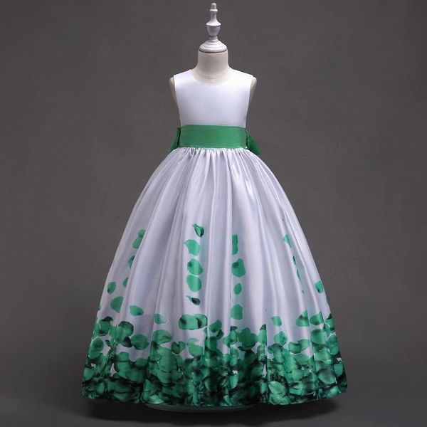 

girl's dresses summer children clothing teen dress green burgundy blue and white girls petal formal for 5 to 14 years, Red;yellow