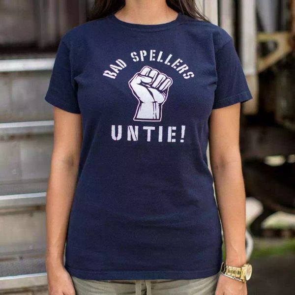 

bad spellers untie t-shirt | women's short sleeve top, White;black