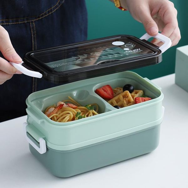 

dinnerware sets double layered lunch box microwave stainless steel japan bento simple style soup bowl for kids portable tableware milk cup