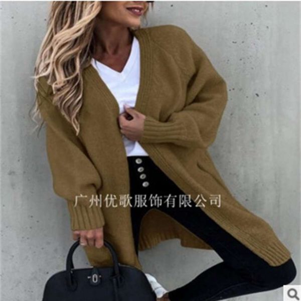 

loose large casual sweater extended cardigan solid coat women, Black;brown