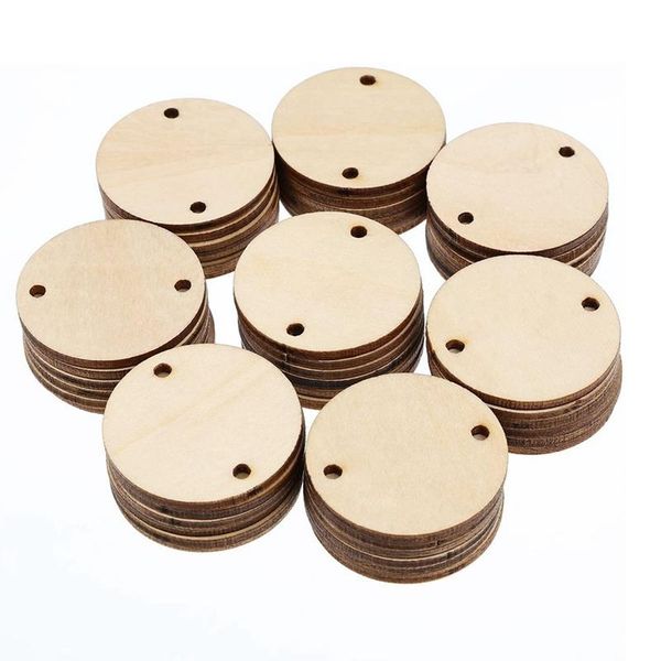 

pieces circle wooden tags birthday board with 2 holes for chore diy crafts, 1.5 inches gift wrap