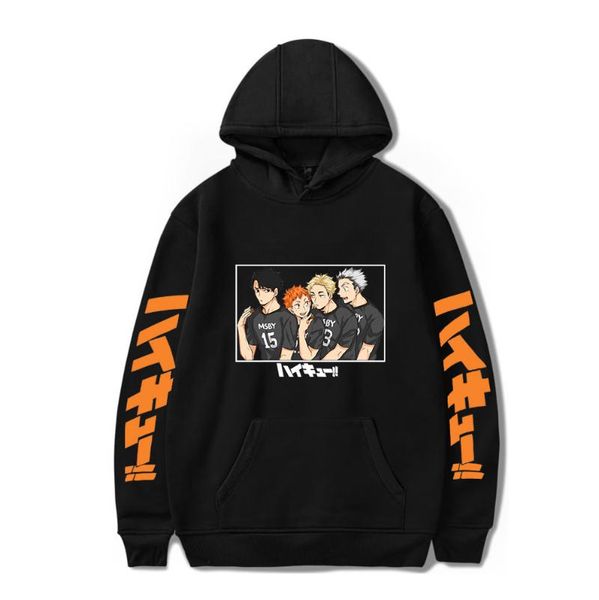 

men's hoodies & sweatshirts 2021 fashion haikyuu hoodie streetwear sweatshirt suitable adult/child pullover casual white sportswear, Black
