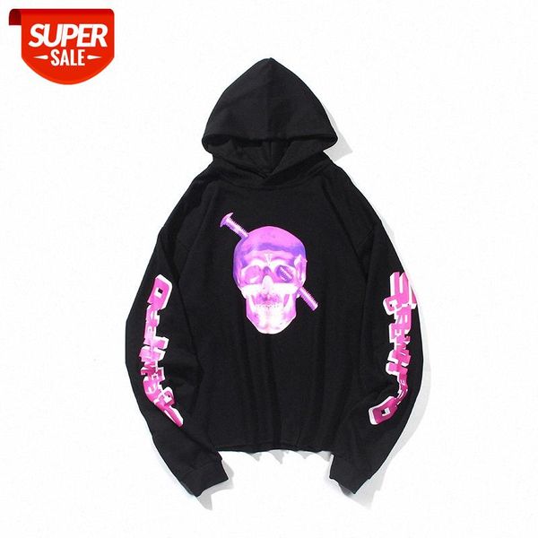 

cross-border source fashion hoodie big v fluorescent skull youth popular pullover sweater #rm0w, Black