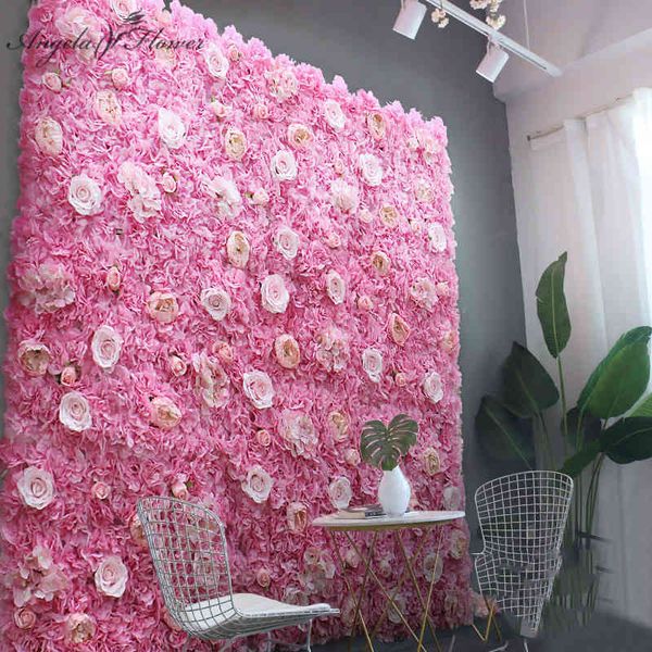 A buon mercato 40 * 60 cm pannello di parete fiore artificiale decorazione sfondo festa di nozze evento layout di scena di compleanno fai da te seta dalia rosa fiore T200716