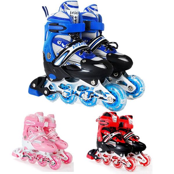 

wheels shoes children adjustable inline skates kid roller single flash wheel beginner pulley for girl boy &