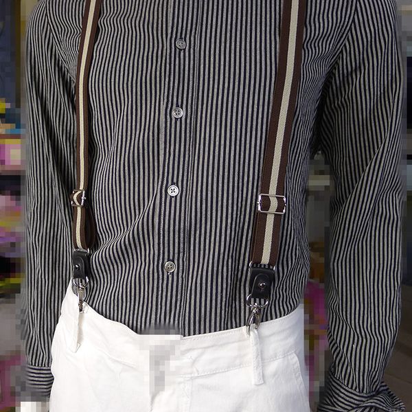 

buckle suspender suit 3 clip hook y type adjustable fashion leather end brances adjustable buckles for pants, Black;white