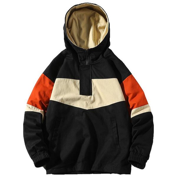 

men's jackets fleece hip mens hop warm coat jacket winter men hooded patchwork pullover couple streetwear hoody bomber man, Black;brown