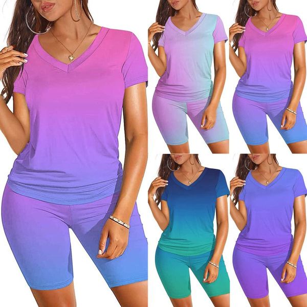

yoga outfit seamless set women two 2 piece short sleeve loose t-shirt leggings tracksuit clothes gym wear sport fitness woman