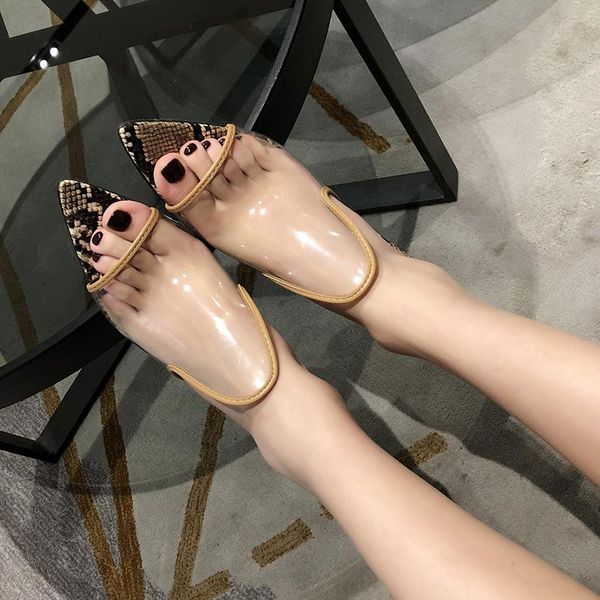 

slippers serpentine sandals .5cm cozy cup heel shoes woman transparent pvc jelly square open toe party high, Black