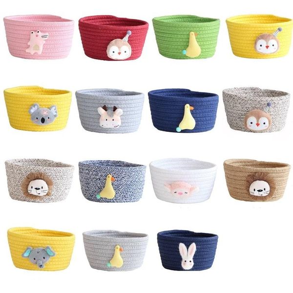 

storage baskets cotton rope frame weaving and finishing deskdebris line home animal decoration accessories