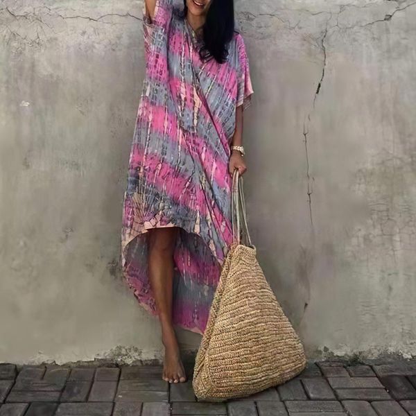 

women's swimwear 2022 pink boho striped front open self belted beach kimono dress summer clothing for women beachwear bathing suit cove, White;black