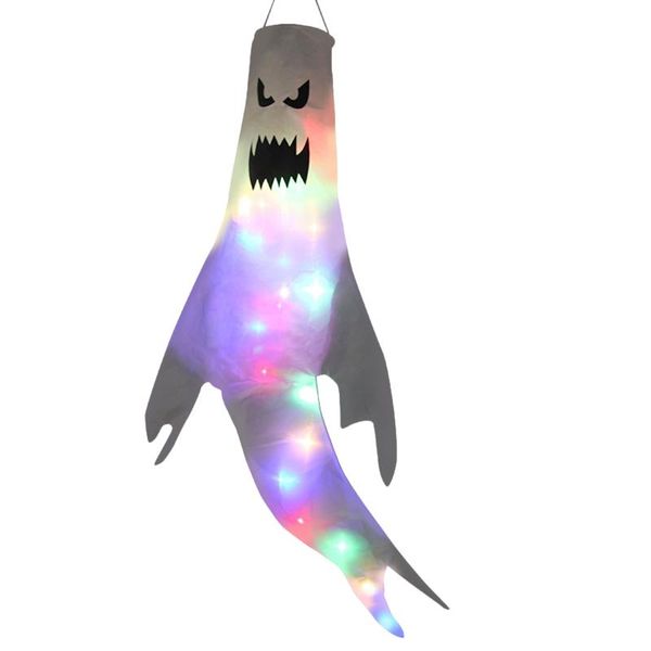 

party decoration 1pcs halloween decorations ghost windsock led light hanging spooky flag wind streamer for indoor outdoor yard props