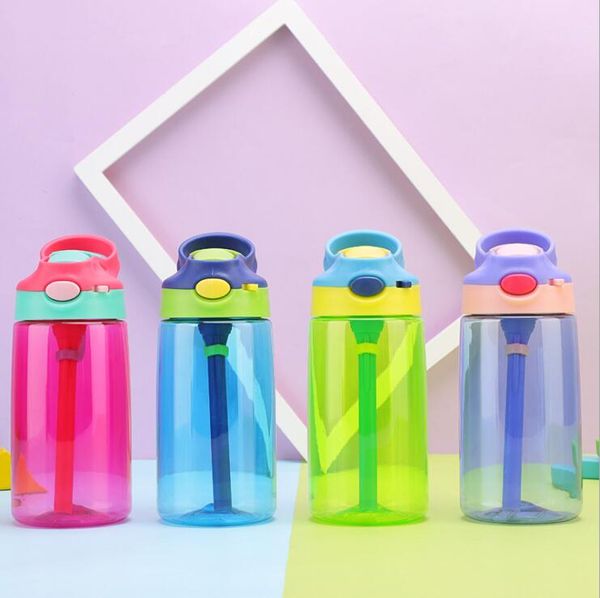 Kids Water Sippy garrafa criativa desenhos animados bebê alimentando copos com canudos proteção à prova de vazamento