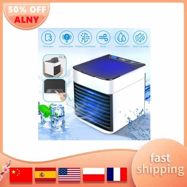 

electric fans portable air cooler fan mini usb 7 colors light conditioner humidifier purifier deskcooling for office home