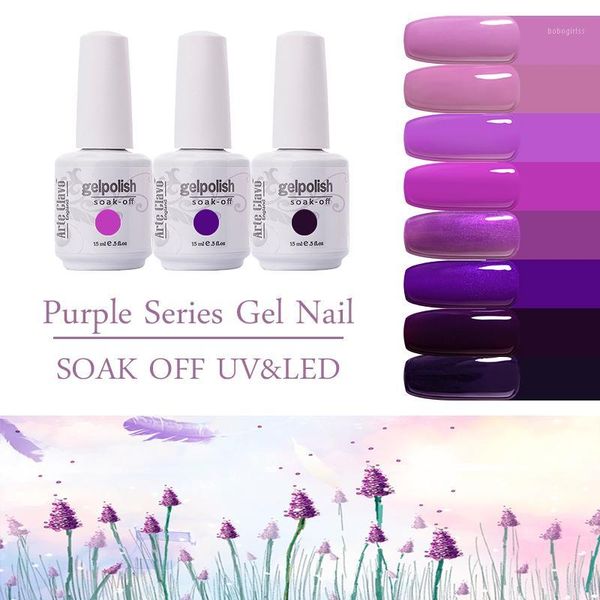 

arte clavo 15ml arrival purple series gel nail polish uv hybrid varnish gellak led soak off art primer1, Red;pink