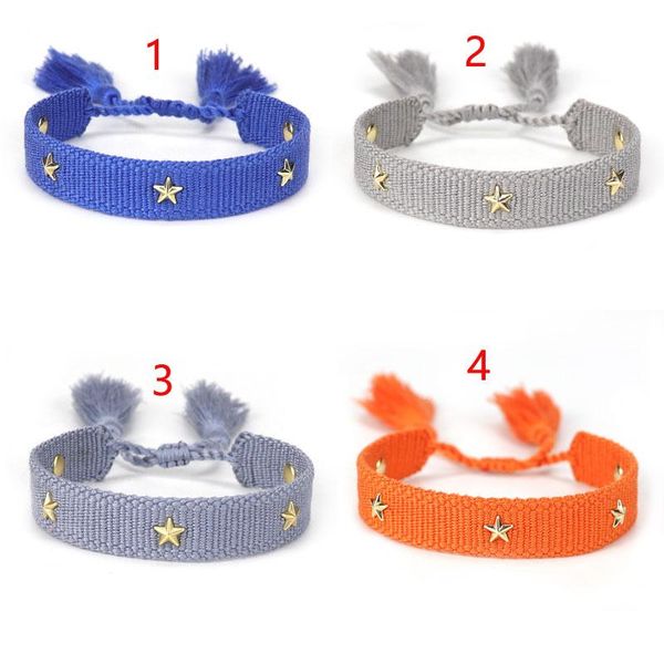 

charm bracelets summer mini star bracelet ladies hand woven tassel women retro friendship jewelry gift, Golden;silver