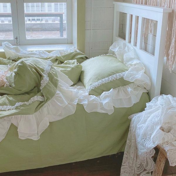 

bedding sets solid color set white lace luxury korean simple twin bedroom comforter juego de cama home textile di50ct