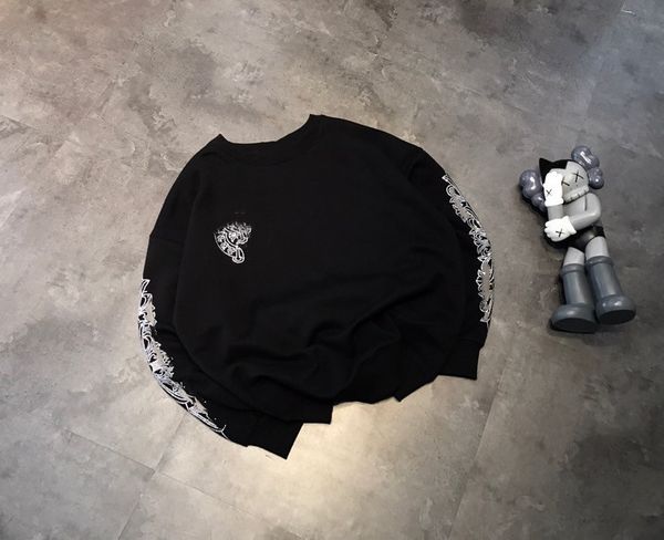 

21s autumn new men's and women's sweater ch kejia casual horseshoe stamping round neck, Black