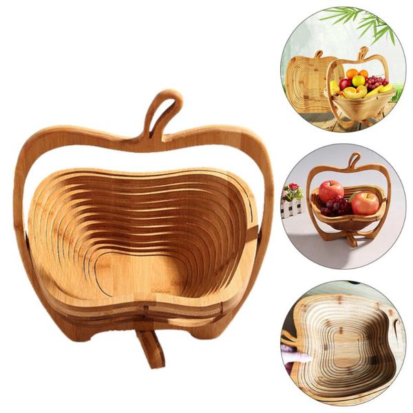 

pc bamboo fruit basket eco-friendly folding storage container (khaki) baskets
