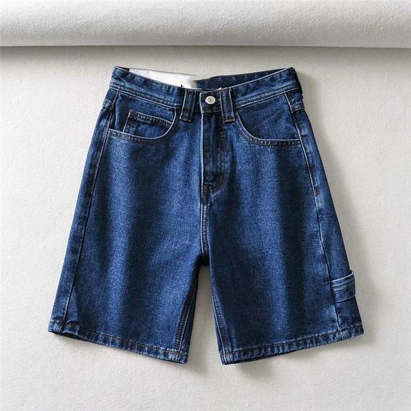 

women's shorts spring and summer style street solid color tooling wide leg denim women, high waist slimming casual short jeans women, White;black