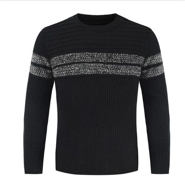 

men's sweaters autumn 2021 korean version pullovers men/youth o-neck striped splicing long sleeve casual slim knit sweater black/beige/, White;black