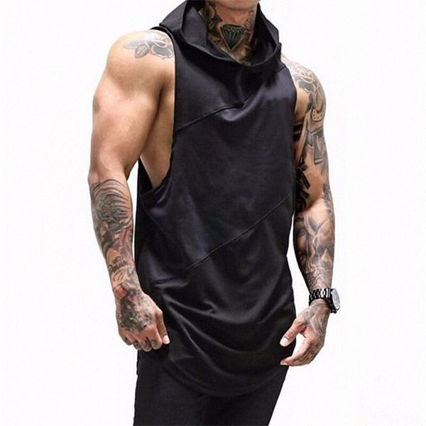 

men's undershirt solid color hooded casual daily sleeveless lightweight fashion big and tall sports white black gray c4lt#