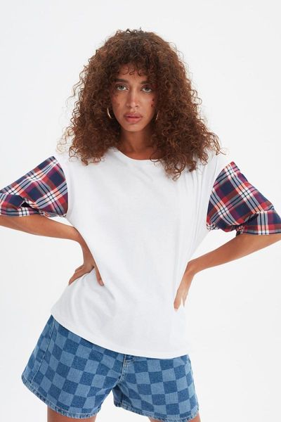 

women's t-shirt trendyol loose knitted twoss21ts1319, White