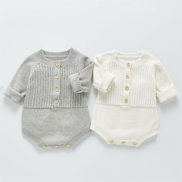 

baby boy girl long sleeve knit rompers spring kids born clothes 210521, Blue