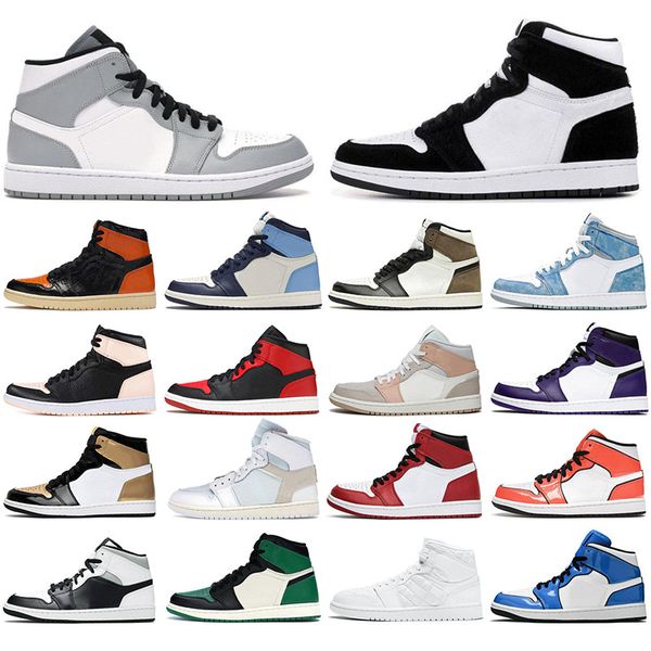 

jumpman 1s basketball shoes men women mid light smoke grey university blue running shoe student fashion retro outdoor sports sneakers mens t
