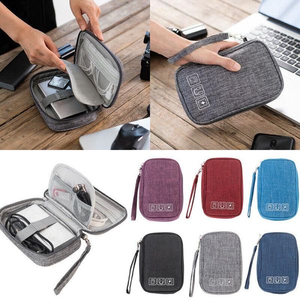 Bolsas de armazenamento Nylon Electronics Accessors Organizer Travel Bag Cable Caso USB Caixa