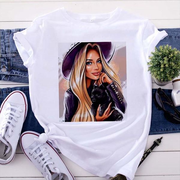 

clothes harajuku beauty girl womens printed vogue summer aesthetic short sleeve tees casual shirts, White