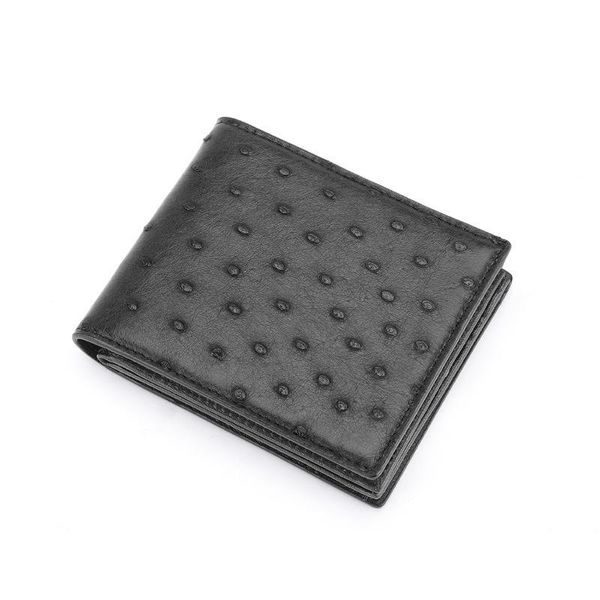 

wallets ostrich leather men's luxury wallet short daily leisure genuine fashion multi business card holder, Red;black