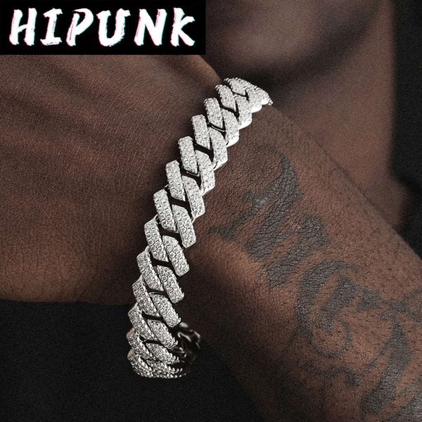 

hipunk gold color miami cuban link bracelet bling women jewelry cubic zircon charm hip hop iced out chain, Black