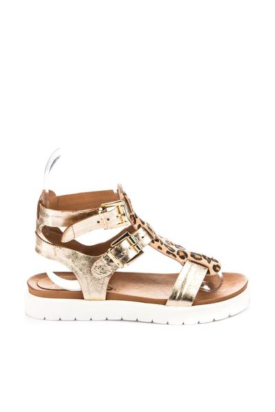 

genuine leather gold women sandals 120130001003, Black