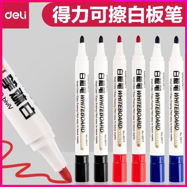 

painting pens deli whiteboard black water-based erasable children's color red and blue blackboard stroke board pen easy to wipe thick h, Black;red