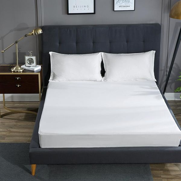 

egyptian cotton solid color fitted sheet case mattress cover with all-around elastic rubber bed linens sheets & sets