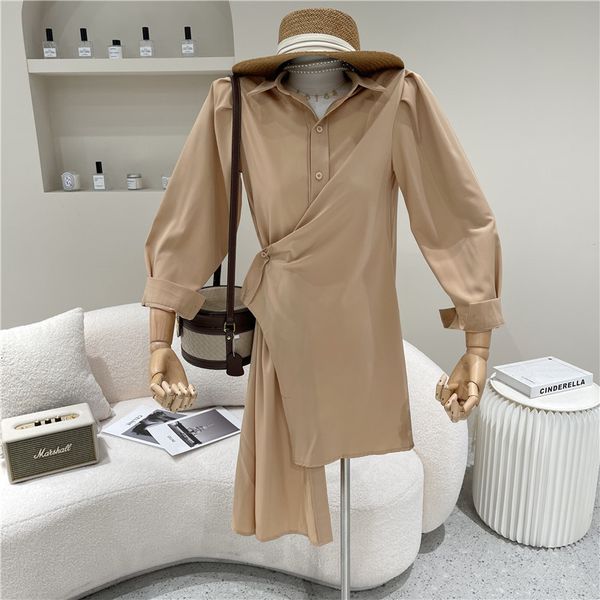 

dresses springtime female niche fashion design shirt dress, Black;gray