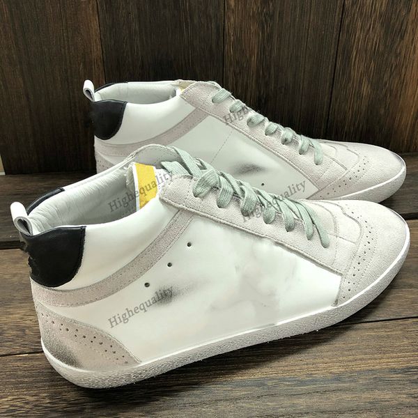 İtalya Marka Altın Orta Yıldız En Yüksek Ayakkabı moda Sneakers lüks Klasik Beyaz Do-eski Kirli Adam Kadın Ayakkabı Gümüş Simli deri