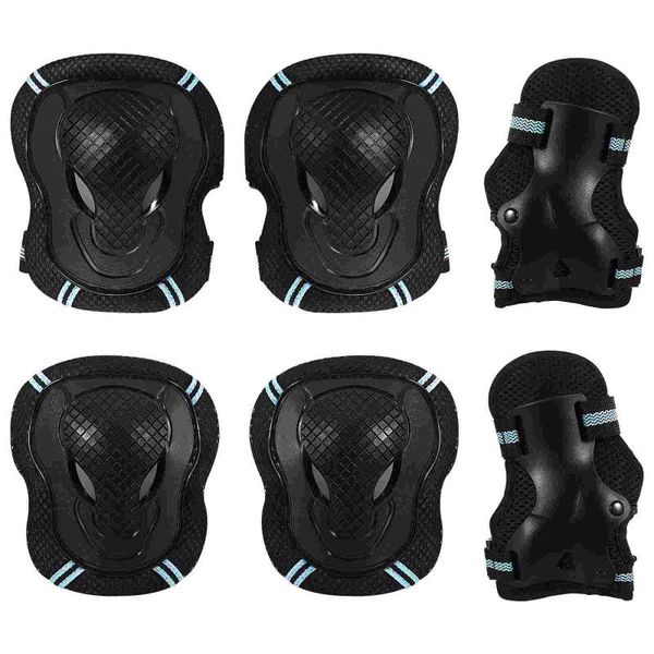 

elbow & knee pads besportble 1 set skating protective gear adults wrist guards for 40-60 kg outdoor skateboarding cycling (black, Black;gray