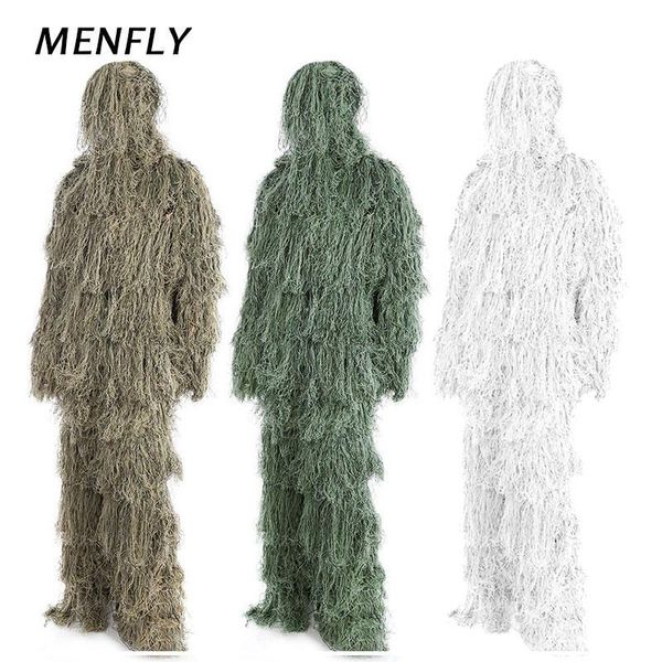 

white jungle desert ghillie suit outdoor woodland secret hunting men's training field cs camouflage geely suits sets, Camo