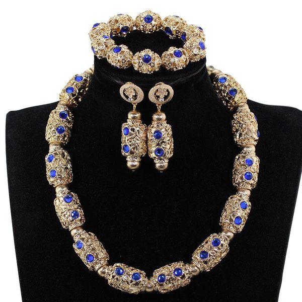 

wedding jewelry sets dubai gold for women 2021 bridal gift nigerian african beads set pendant necklace anj608, Slivery;golden