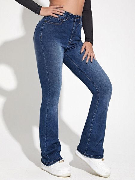 

high waist dark washed jeans h7qv#, Blue