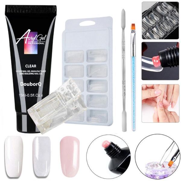 

quick drying camouflage uv lasting 100pcs false nails double-end nail brush pusher dead skin set1