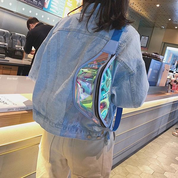 

stylish womens pvc laser transparent travel waist pack fanny chest packs festival money belt wallet pouch bags
